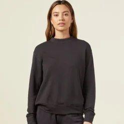 MONROW Supersoft Fleece Boyfriend Sweatshirt FADEDBLACK Outlet